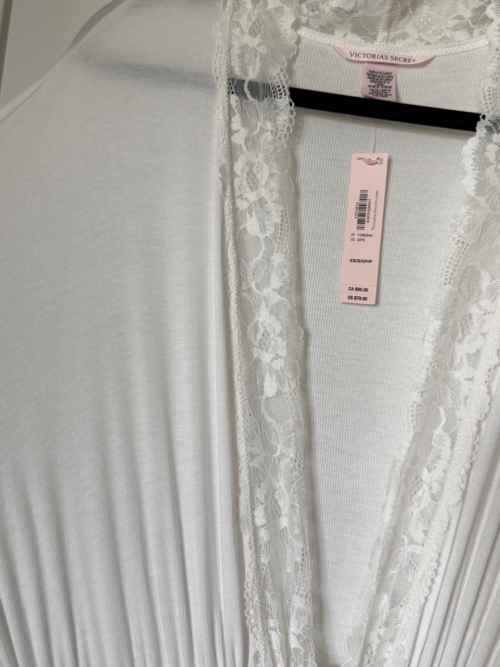 VS SoSoft™ Modal Ribbed Lace-Trim Long Robe - Picture 7 of 8